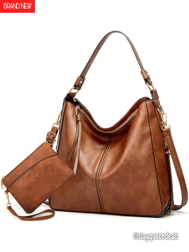 Large Soft Faux Leather Hobo Tote Bag Crossbody Shoulder Handbag Purse Set
